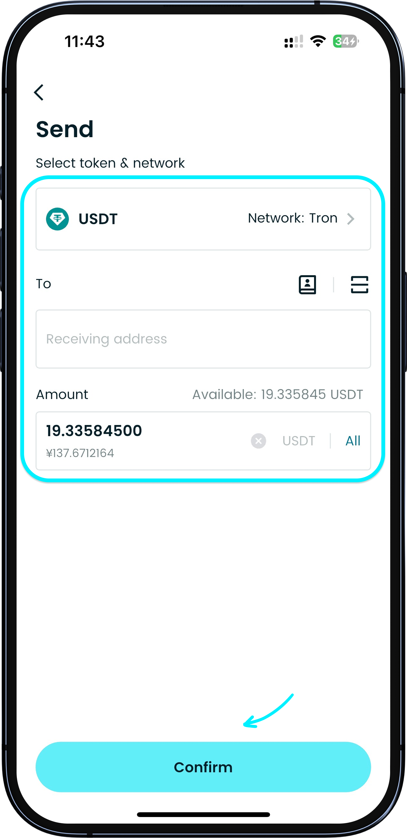Sending crypto