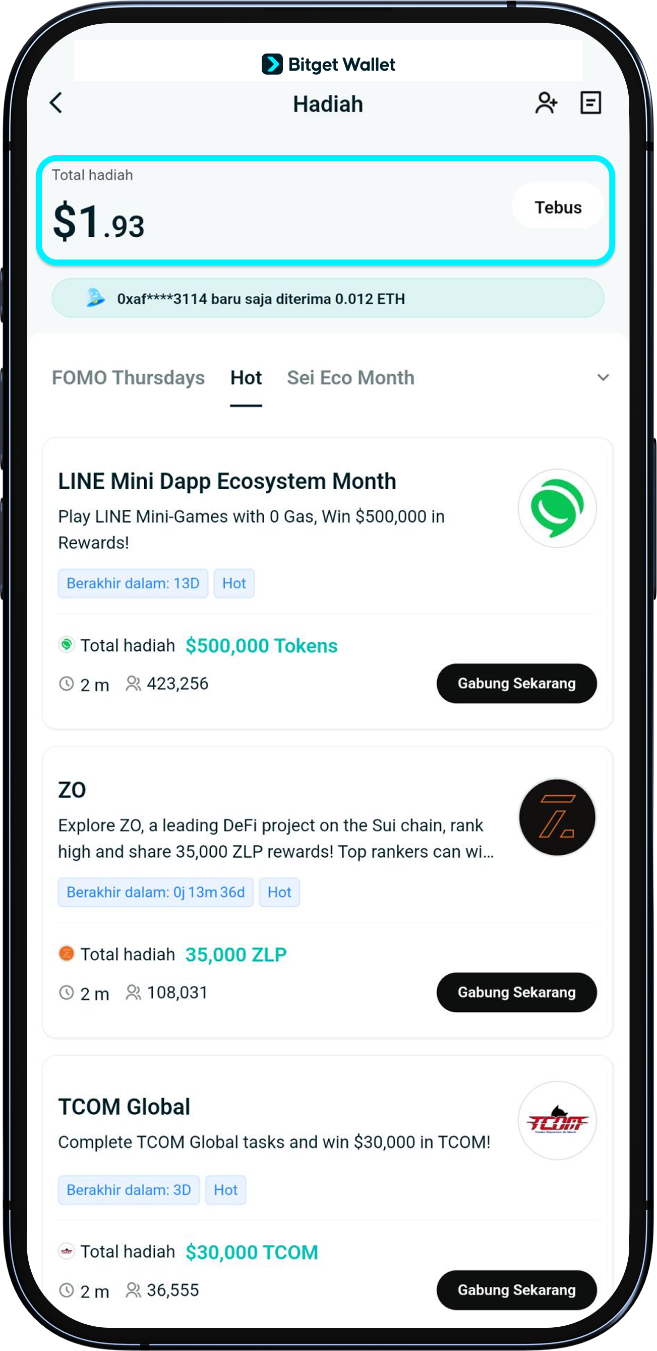 Mendapatkan hadiah dengan mengikuti acara