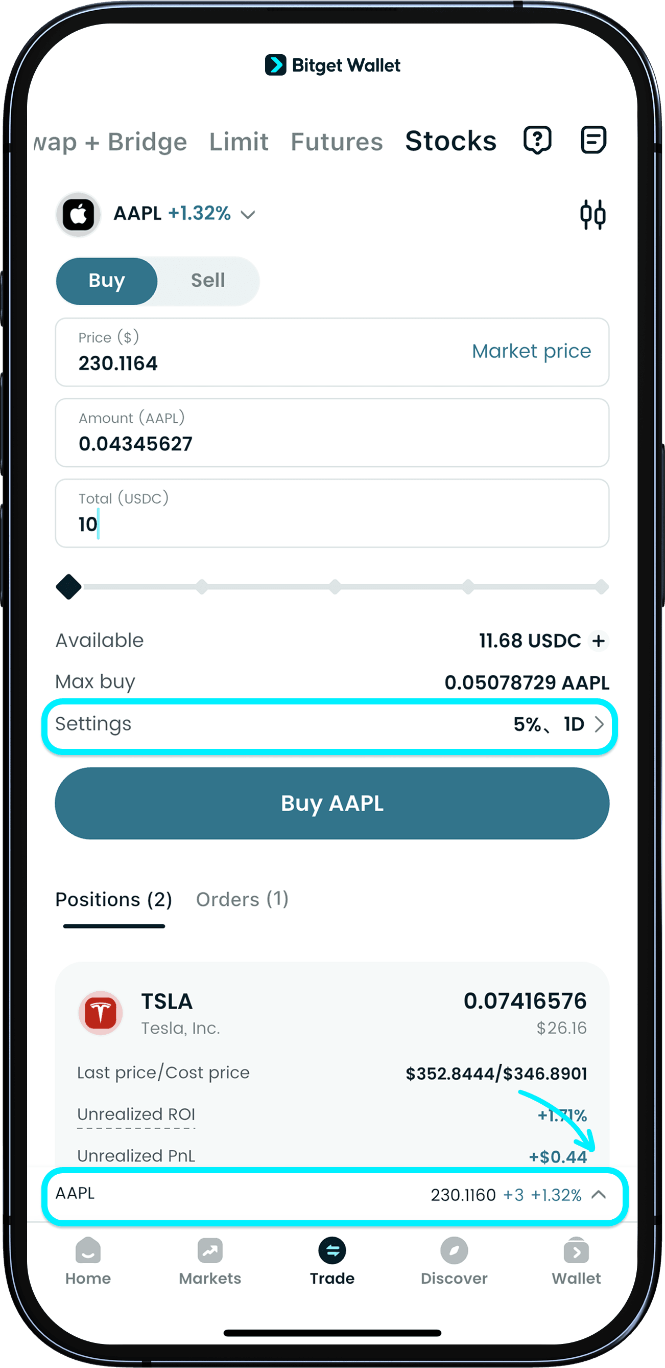 Set slippage and expiry