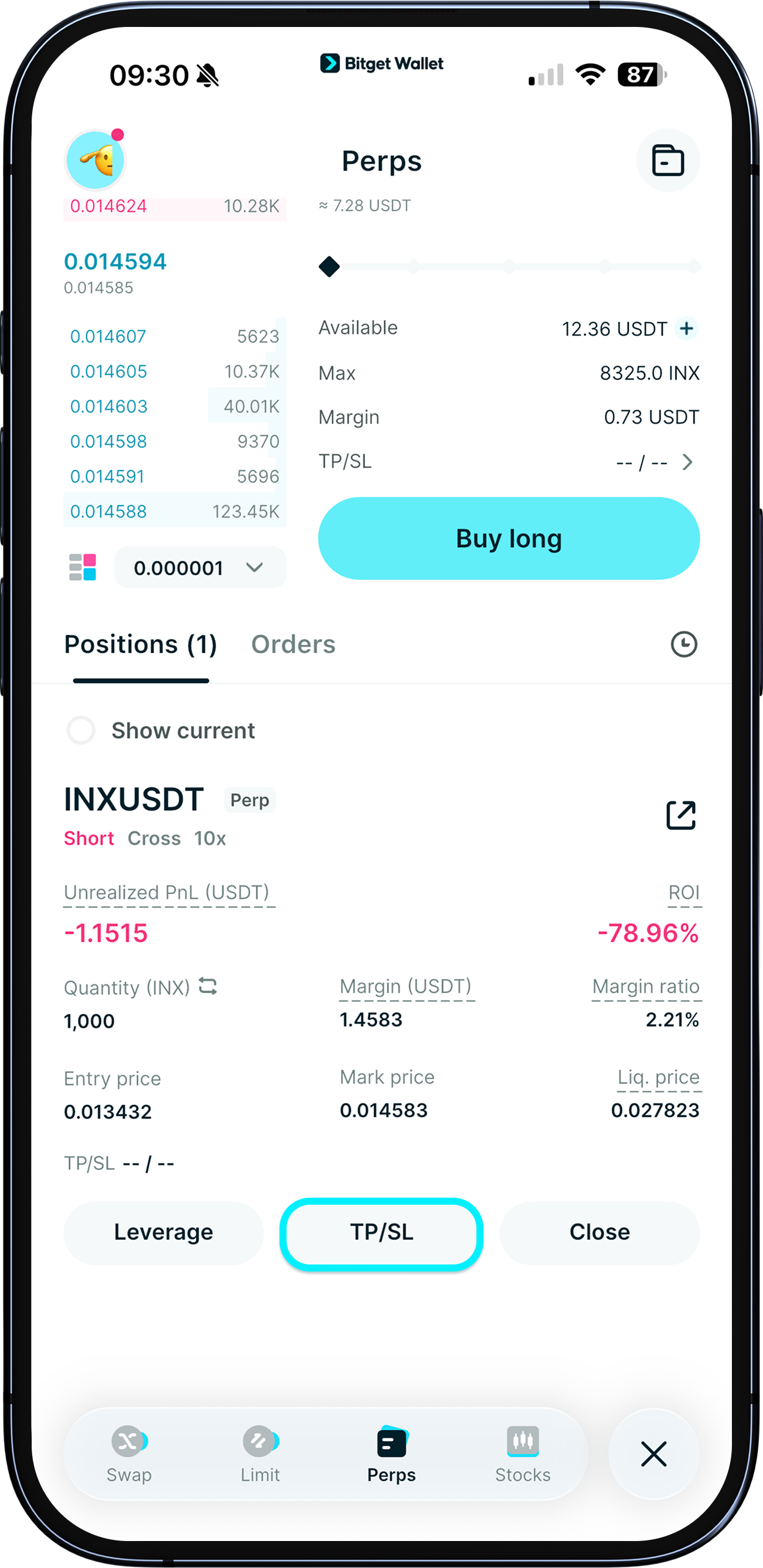 Establece el take profit y stop loss