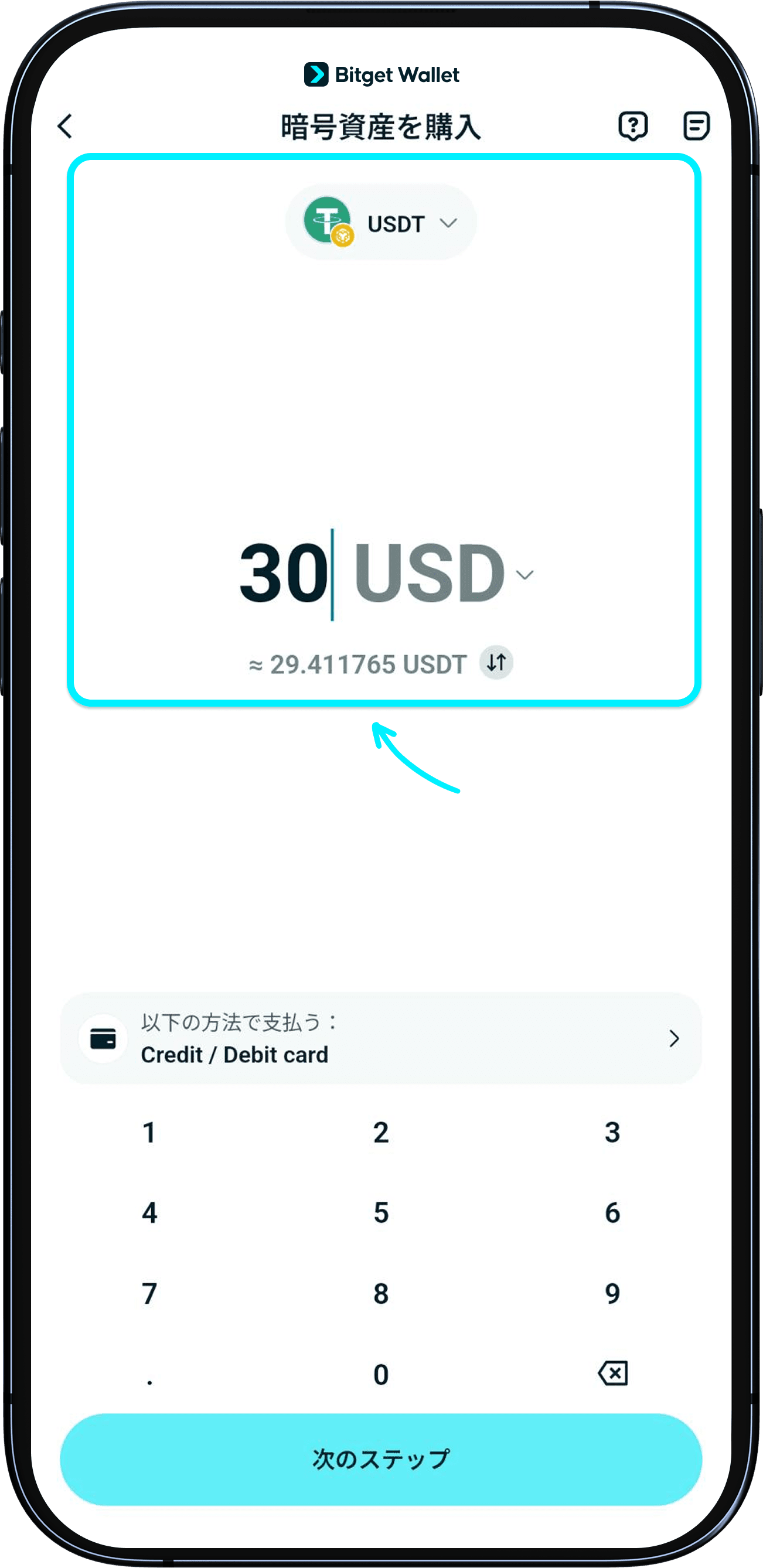 支払い通貨とトークンを選択して購入します