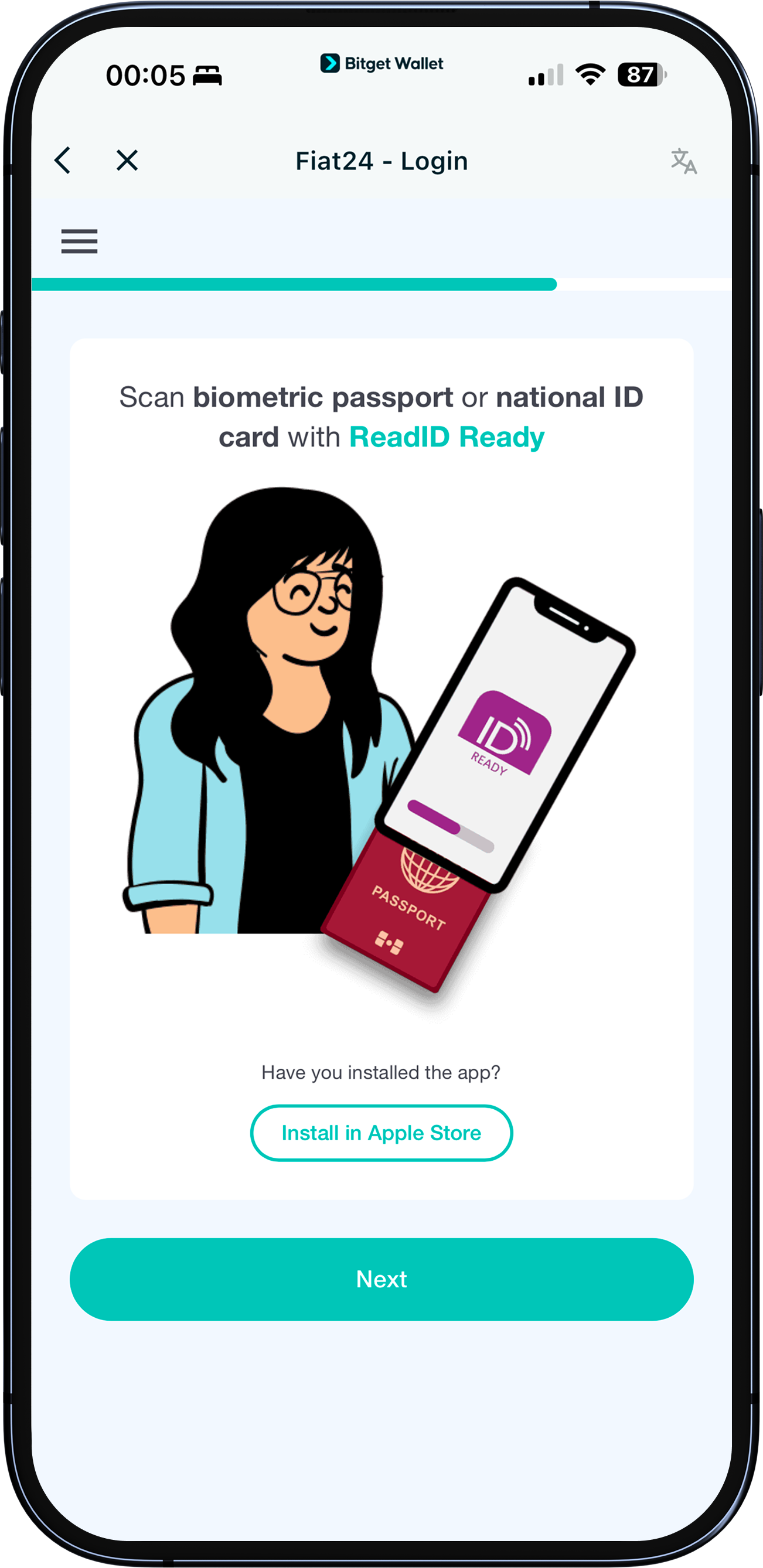 安装 ReadID Ready App，开始身份验证流程