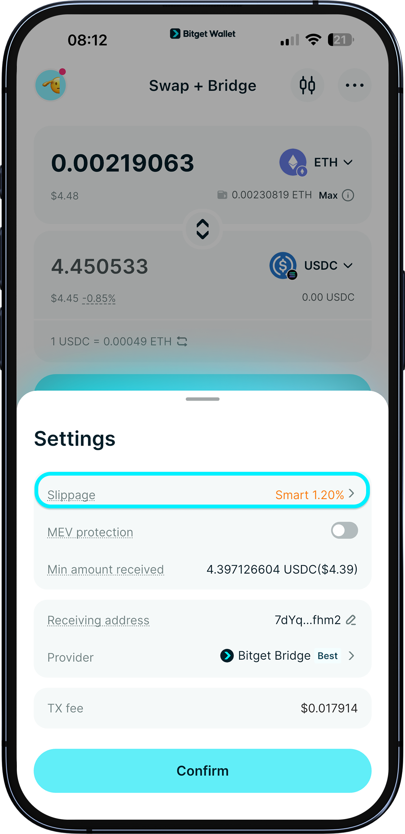 Set the correct slippage