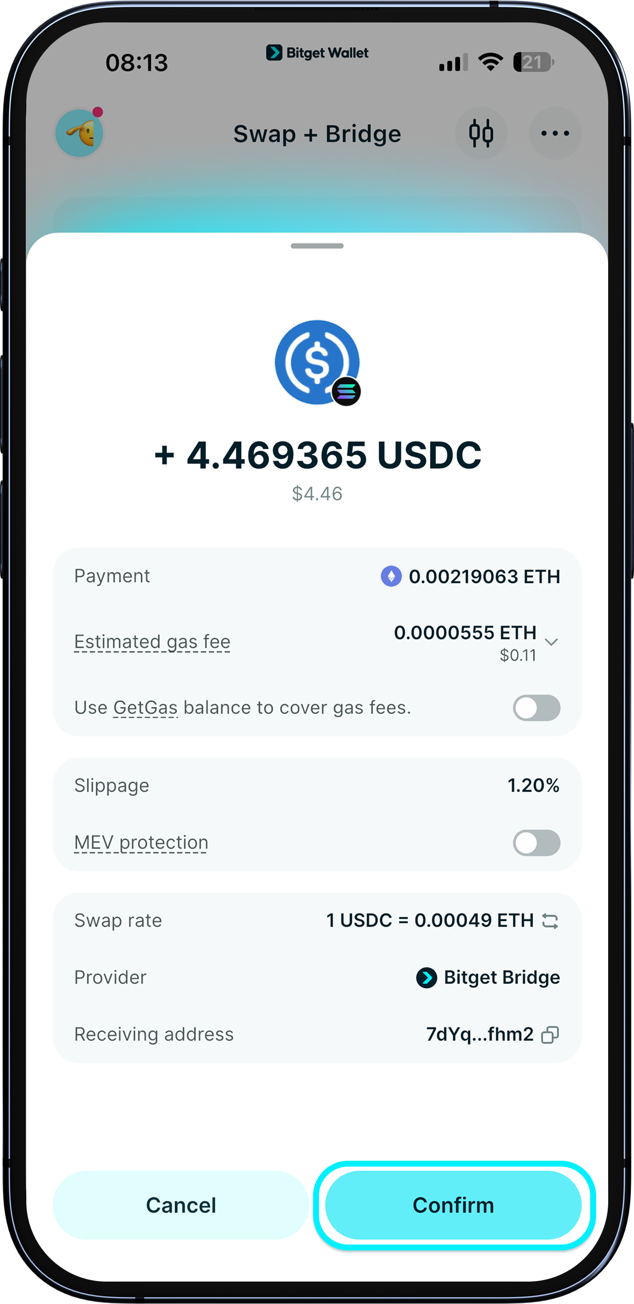 Confirm the transaction