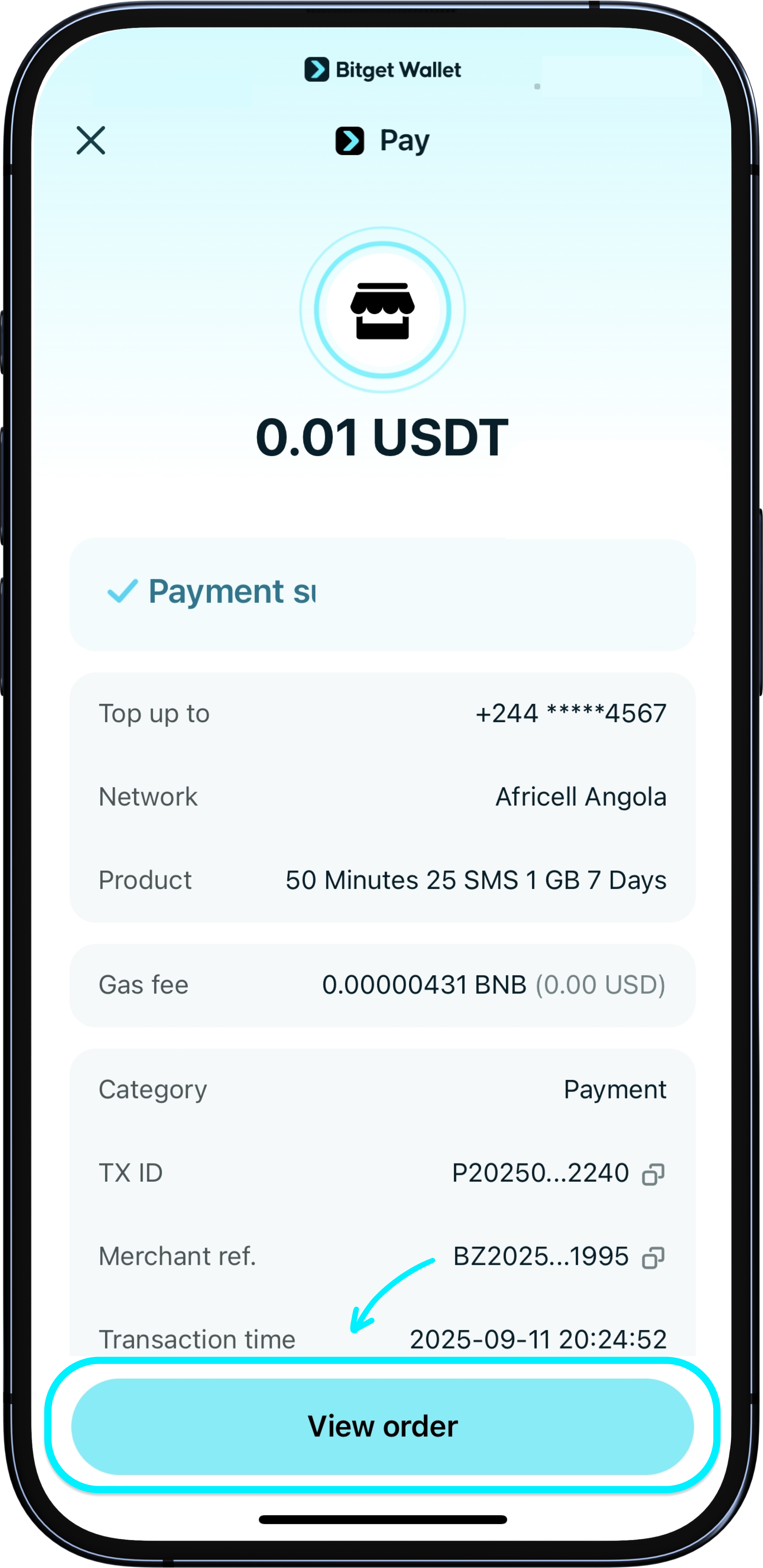 Mobile top-up complete