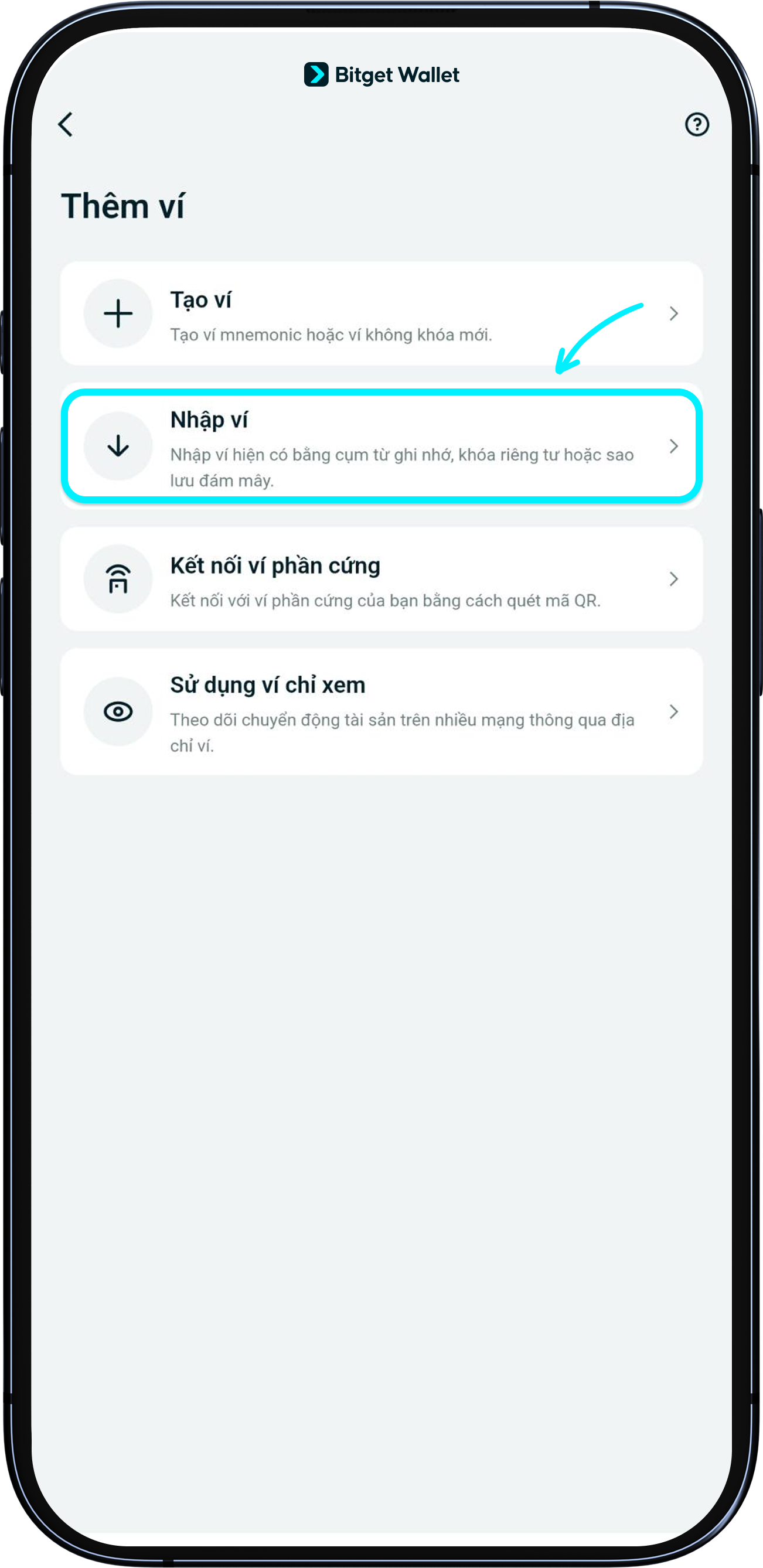 Cách nhập một ví khác an toàn