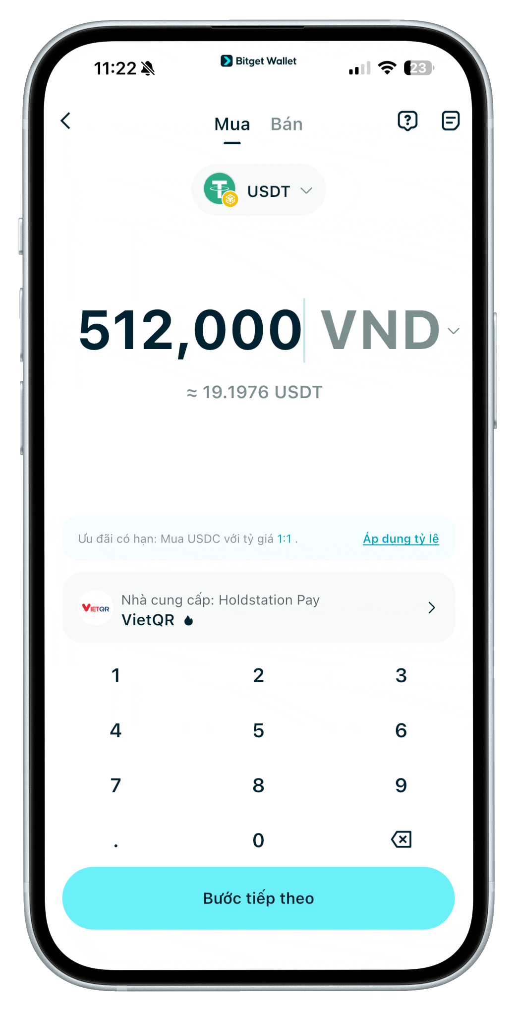 Chọn tiền tệ thanh toán và token muốn mua