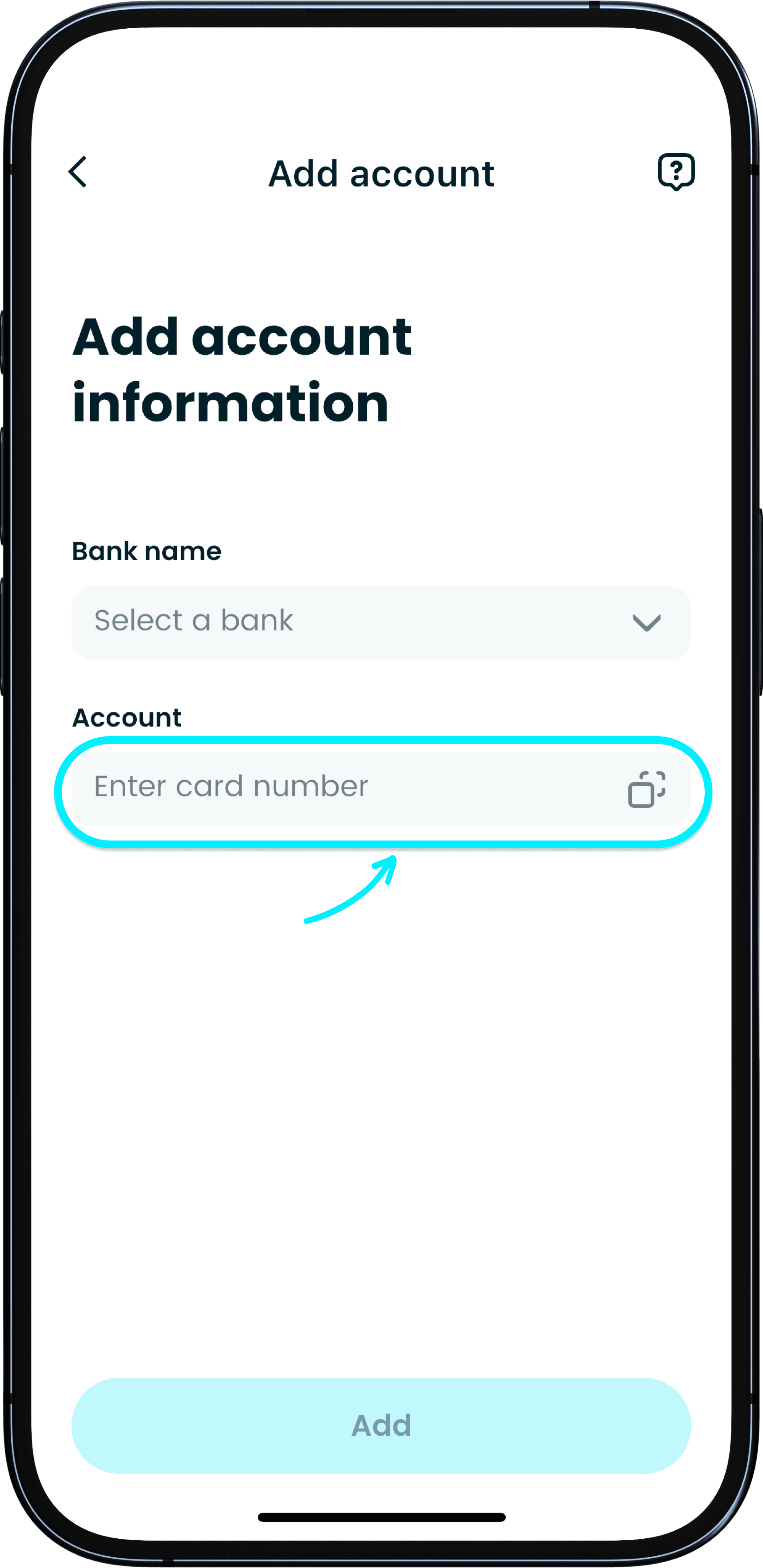 Enter recipient bank account details