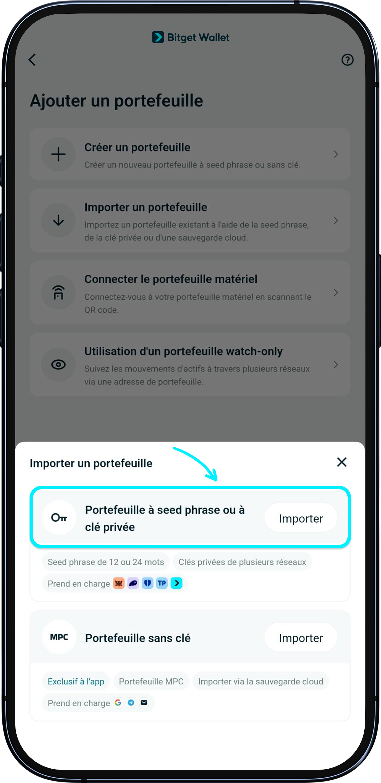 Comment importer un autre portefeuille en toute sécurité