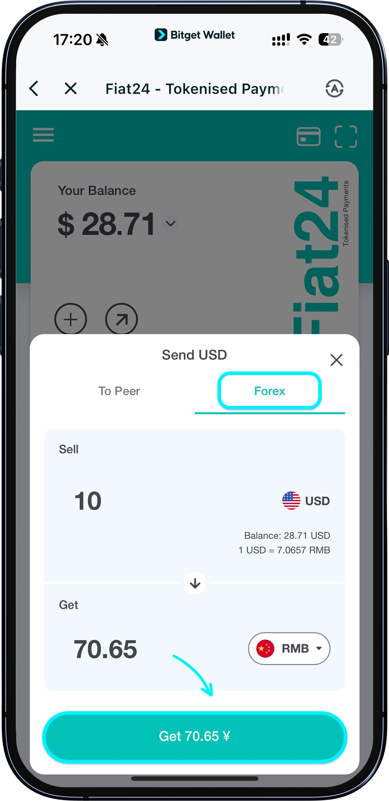 Choosing the currency you want to receive