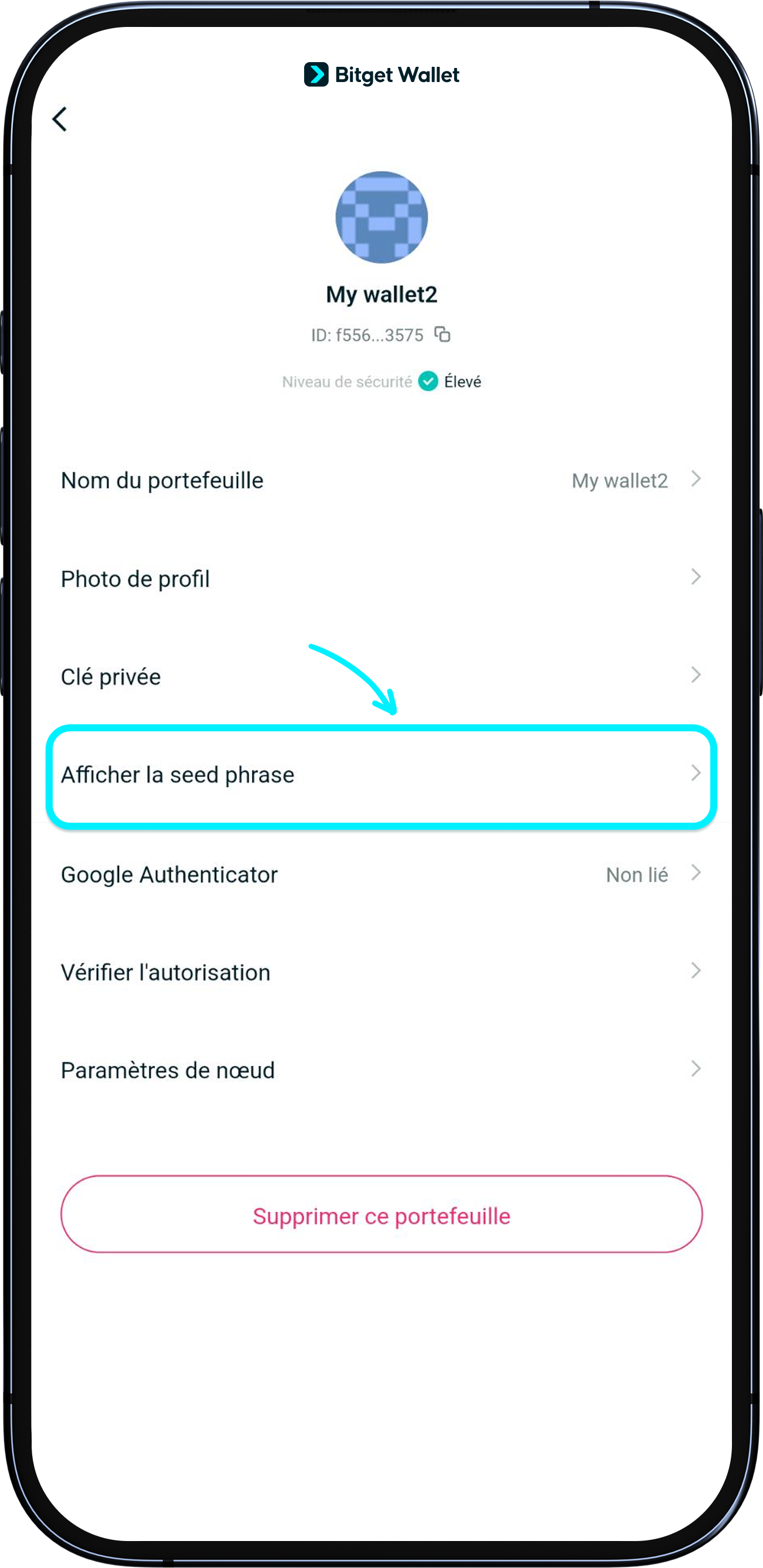 Comment afficher votre seed phrase