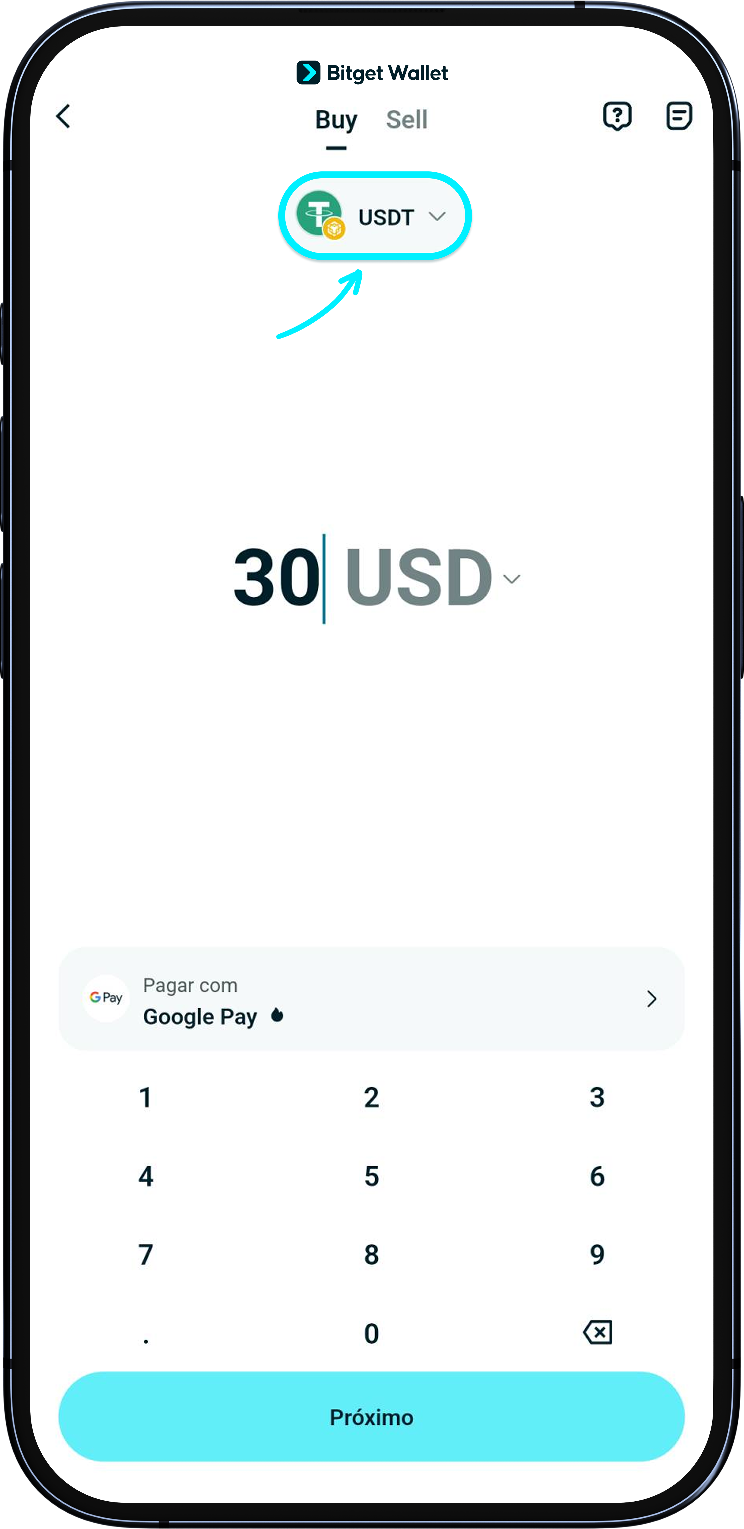 Deposite USDT/USDC na sua carteira