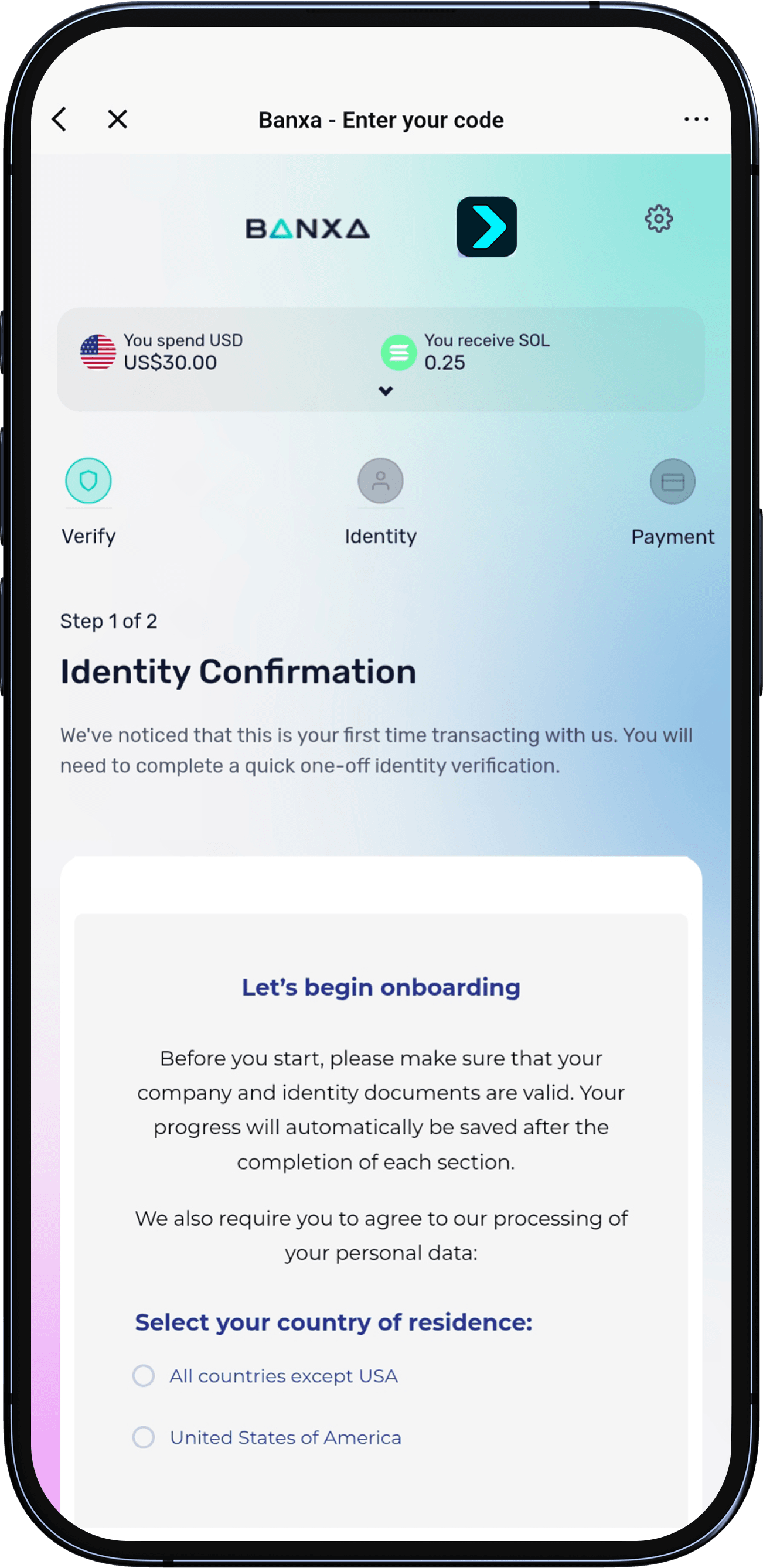 Прохождение верификации личности