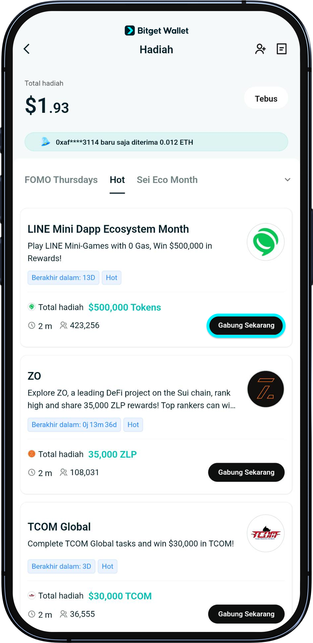 Mendapatkan hadiah dengan mengikuti acara