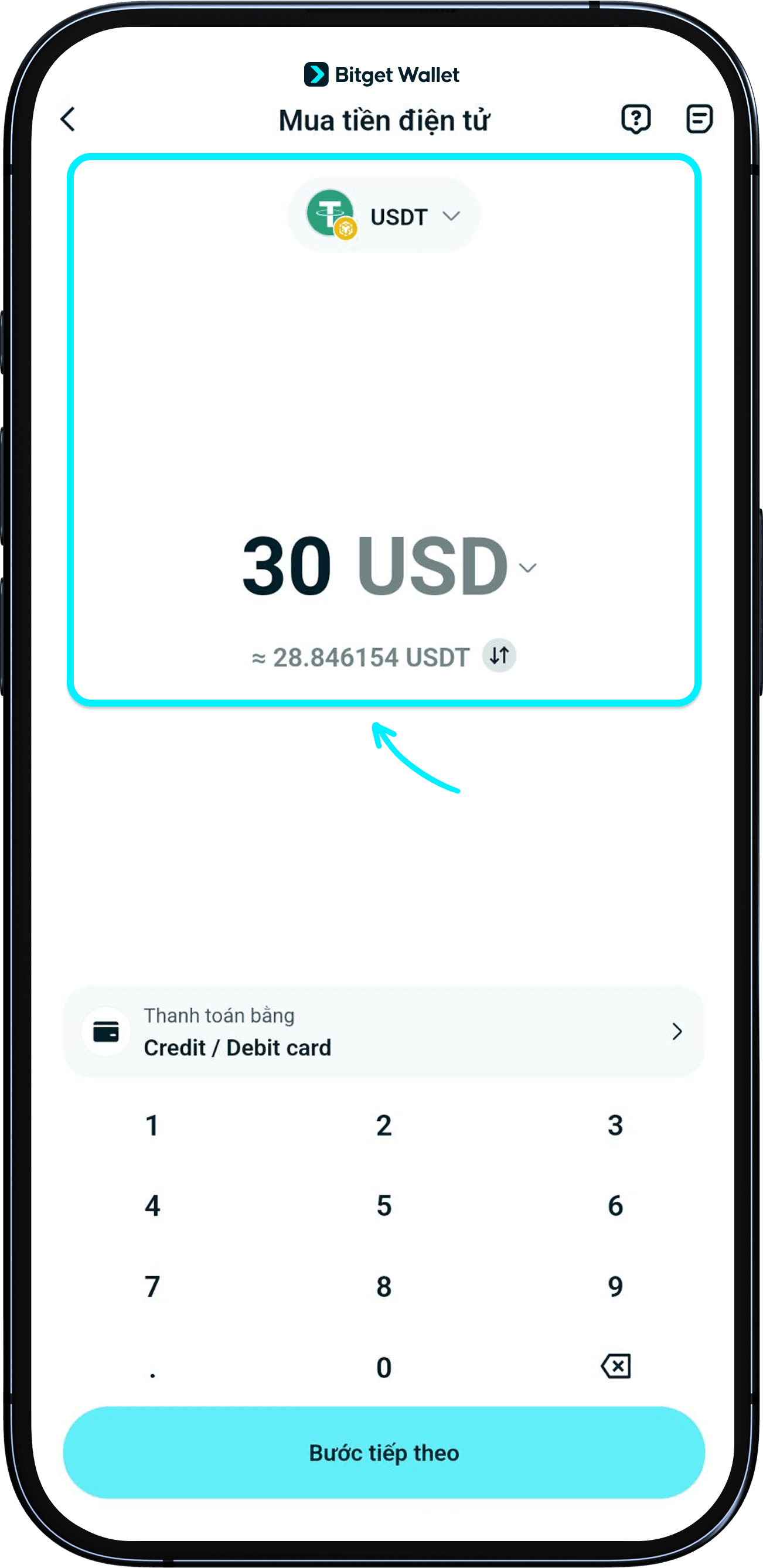 Chọn tiền tệ thanh toán và token muốn mua