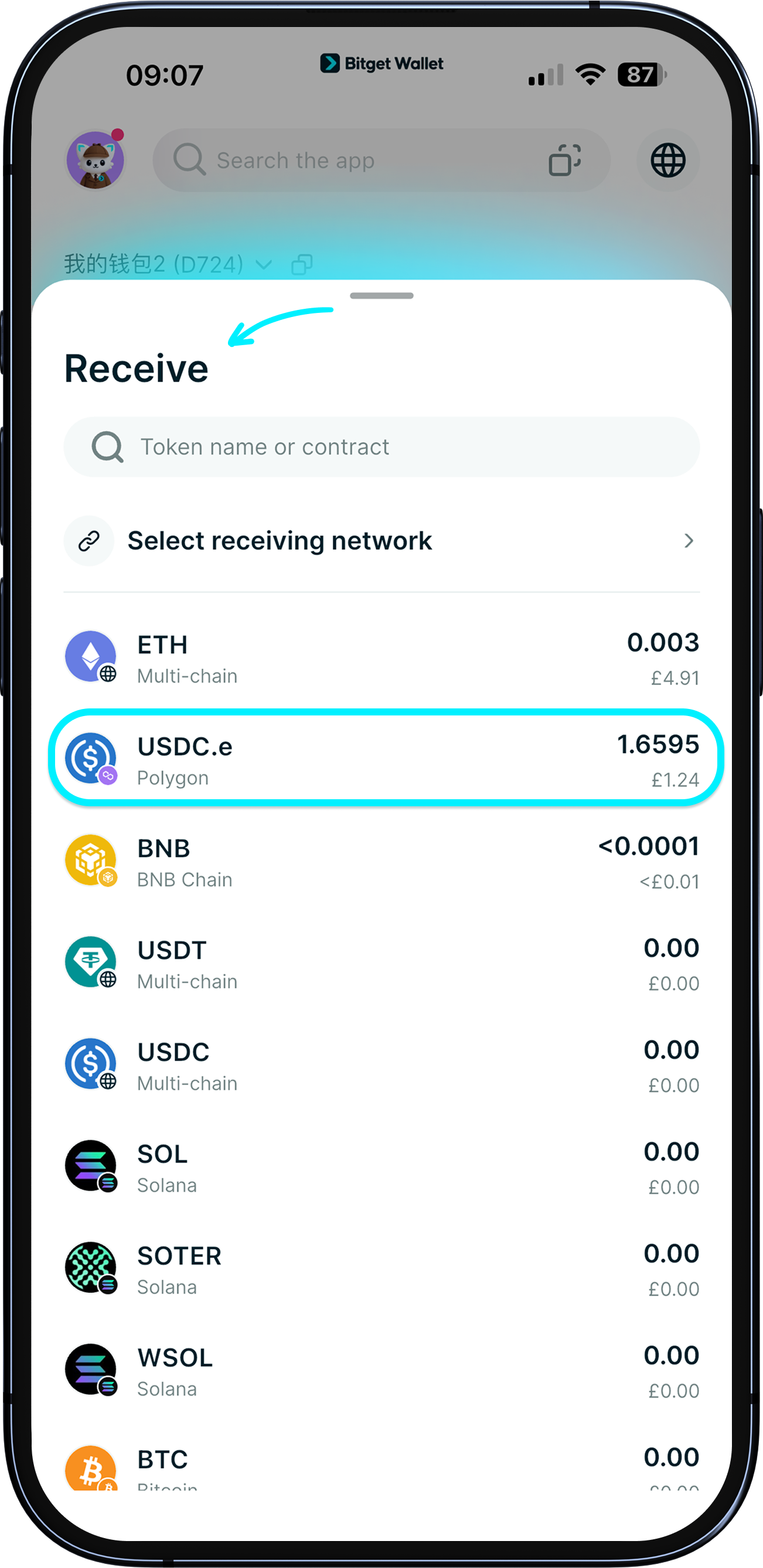 Depósito por meio de transferência on-chain